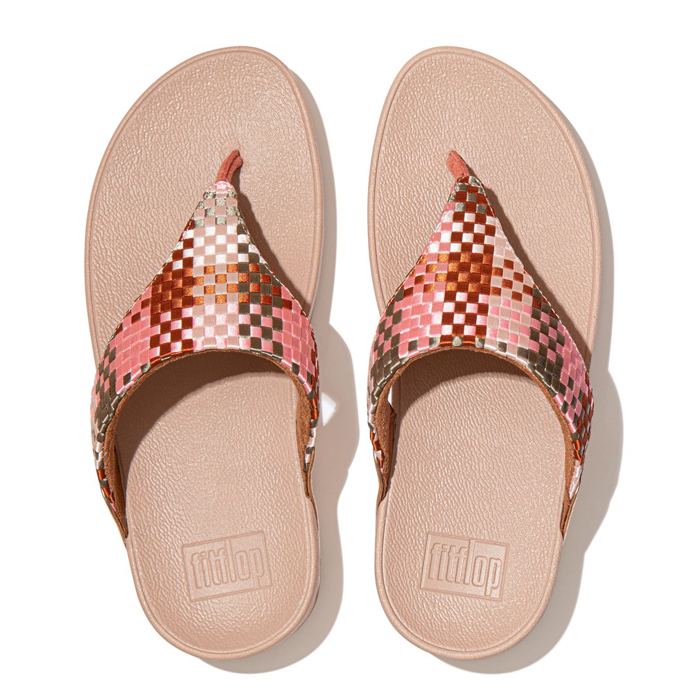 Fitflop Womens Sandals - Lulu Silky-weave Toe-post - Coral Pink - 604-AIQHCV